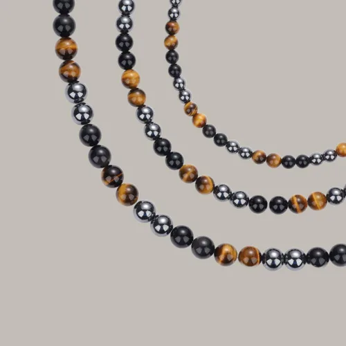 Miniatura 6 de GAVU Collar de Cuentas para Hombre, Collar de Cristal de Triple Protección para Hombres