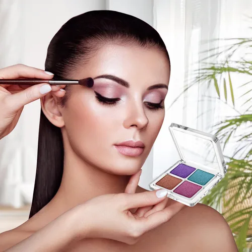 Miniatura 4 de Beaupretty Paleta de sombra de ojos vacía 4 rejillas sombra de ojos lápiz labial caja de almacenamiento caja de maquillaje transparente DIY