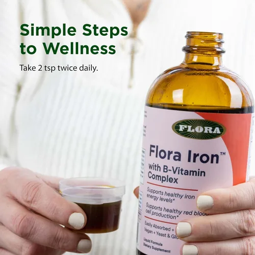 Miniatura 5 de Flora Hierro con complejo de vitamina B – Ayuda a mantener niveles saludables de hierro – Sin estreñimiento, altamente absorbente – Vitamina B