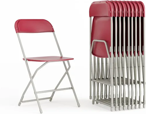 Miniatura 2 de Flash Furniture Paquete de 10 sillas plegables de plástico rojo con capacidad de 650 libras con 2 sillas plegables rojas, capacidad de 650 libras