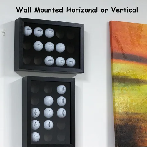 Miniatura 4 de Bivitre Vitrina de pelotas de golf para 15 bolas, estuche de madera con cubierta acrílica contra el polvo, UV, montaje en pared y caja de sombra