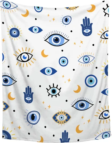 Manta contra el mal de ojo para recién nacidos, manta de envoltura ultra suave, manta energética, de felpa, ligera, acogedora y transpirable, manta