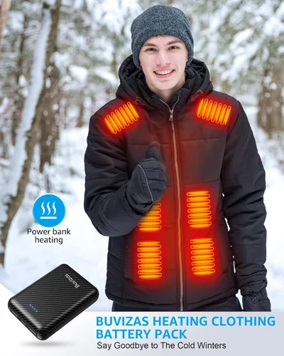 Miniatura 7 de Paquete de batería de chaleco térmico de 5 V y 2 A, batería recargable compacta de 12000 mAh para chaleco calefactable, con puertos de salida USB