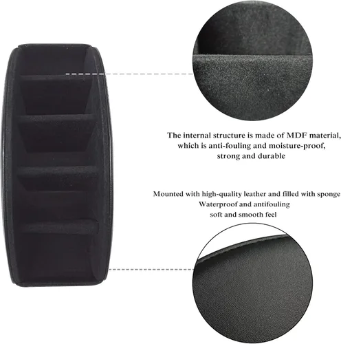 Miniatura 5 de Soporte de cuero para control remoto con 5 compartimentos, caja de almacenamiento/bandeja para control remoto de TV, organizador de escritorio