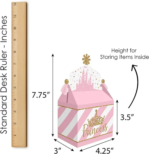 Miniatura 7 de Big Dot of Happiness Corona de princesita – Caja de regalos de fiesta – Caja de regalo de princesa rosa y dorada para baby shower o fiesta