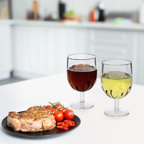 Miniatura 7 de Paquete de 8 copas de vino de plástico con tallo, copas transparentes irrompibles de 12 onzas, copas de vino reutilizables, sin BPA, a prueba