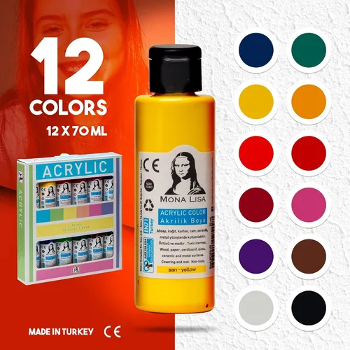 Miniatura 4 de Juego de pintura acrílica, 12 x 2.4 fl oz, colores impermeables no tóxicos, para niños, principiantes y artistas aficionados, funciona en lienzo