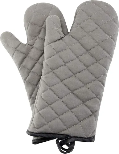 ARCLIBER Guantes para Horno 1 Par con Forro Acolchado, Guantes de Cocina Resistentes al Calor, Juego Clásico de Guantes para Horno con Llama, Gris