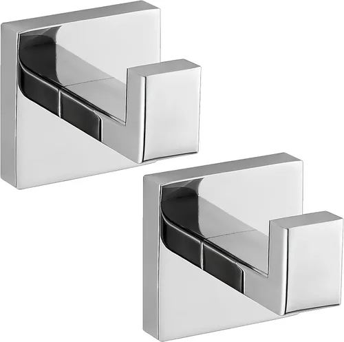 Miniatura 13 de Ganchos de toalla negros mate para baños, gancho moderno de acero inoxidable resistente montado en la pared, paquete de 4, ideal para colgar Negro