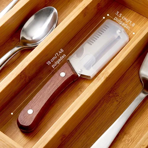 Miniatura 5 de Ktchen - Pelador de verduras multifuncional 2026, cuchillo pelador de frutas grueso de acero inoxidable multifunción con mango de madera, 3-1
