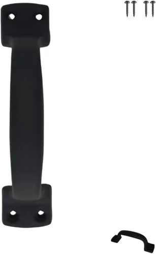 Miniatura 4 de Tirador Clásico de Puerta – Tirador de Acero Resistente para Portones, Puertas de Granero, Cercas Exteriores, Negro, 7 Pulgadas