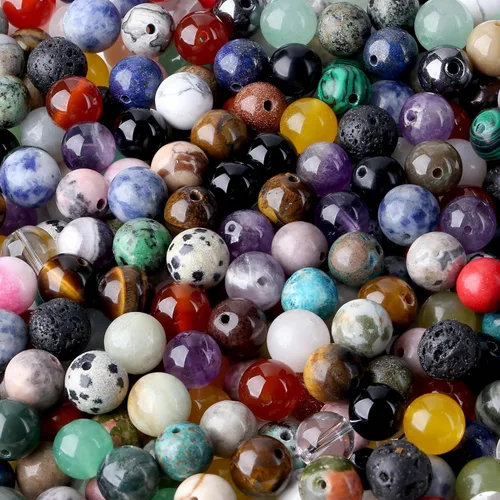 Miniatura 48 de QINJIEJIE 105 piezas de cuentas de piedra de 7 chakras de 8 mm, cuentas naturales redondas sueltas de gemas para pulseras, cuentas de cristal