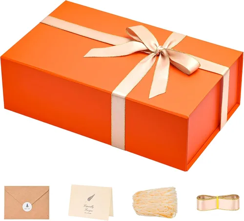 Miniatura 52 de LIFELUM Caja de regalo de 13.5 x 10 x 4 pulgadas, caja de regalo grande con tapas magnéticas, cajas de regalo negras para regalos de graduación