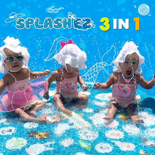 Miniatura 5 de SplashEZ Almohadilla de salpicaduras 3 en 1, aspersor para niños y piscina de bebés para aprender, piscina con rociadores para niños pequeños