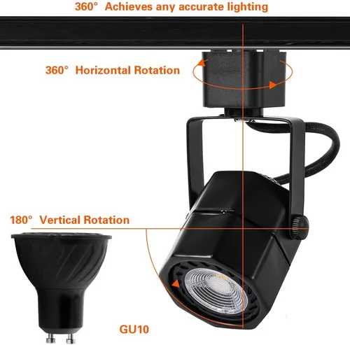 Miniatura 8 de Cabezales de luces LED de pista de 10 W, cabezales de iluminación de riel tipo H, foco de techo regulable para tareas de acento, iluminación