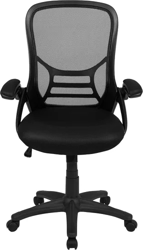 Miniatura 16 de Flash Furniture Porter - Silla de oficina giratoria ergonómica de malla negra con marco negro y brazos abatibles