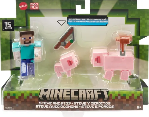 Miniatura 6 de Mattel Minecraft Toys, figura de acción de 3.25 pulgadas, paquete de 2, 2 figuras y 2 accesorios, regalos coleccionables para niños
