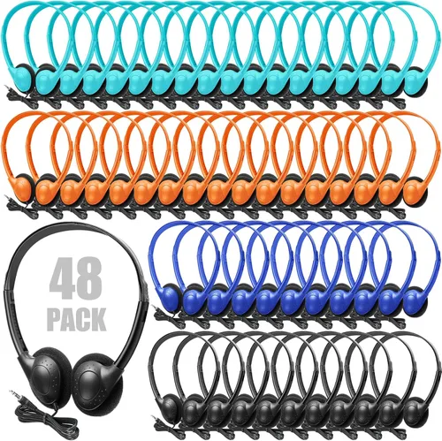 Miniatura 8 de Frienda 48 Pack Classroom Headphones Bulk, Wired School Headsets for Students, Stereo Headphones with 3.5 mm Plug for Classroom, Online Learning