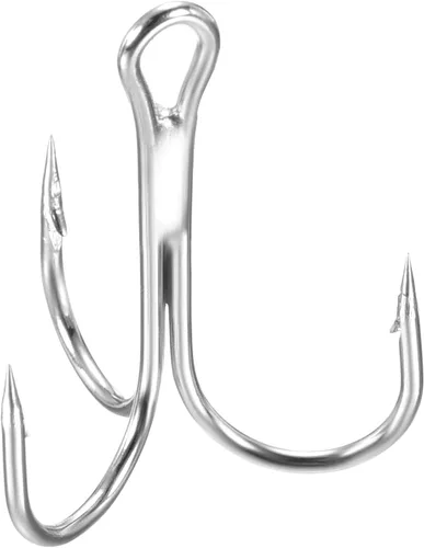Miniatura 30 de PATIKIL Anzuelos de pescado agudos de acero al carbono, gancho de curva redondo afilado Gancho de púas triple para agua dulce y salada Blanco