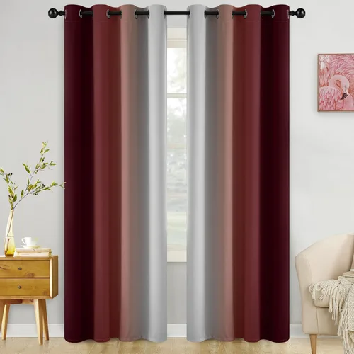 Miniatura 57 de COSVIYA Cortinas 100% Opacas Azul Degradado con Lazos Ajustables para Cocina Aislamiento Térmico Oscurecimiento de Habitación Cenefa con Bolsillo