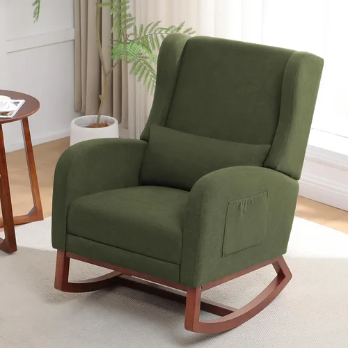 Miniatura 3 de HCHAIRH Rocking Chair Nursery, Nursery Rocking Chairs with Foot Rest, Comfy Glider Rocker Nursing Chair with Back Pillow for Nursing, Living Room