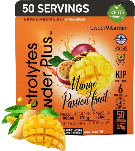 Miniatura 35 de Polvo de Electrolitos Plus (50 porciones), 0 calorías Keto, 0 azúcar, sin maltodextrina, 1000 mg de potasio, 120 mg de calcio, 120 mg de magnesio