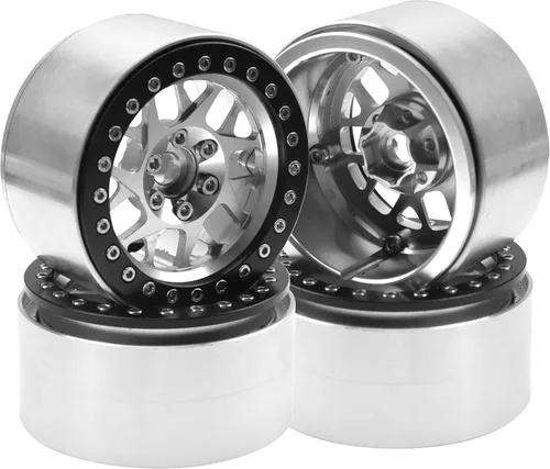 Miniatura 3 de Paquete de 4 llantas HIRCQOO de metal de 2.2 pulgadas, 12 bujes hexagonales compatibles con Axial SCX10 90046 SCX10-III Redcat Gen7 D90 Traxxas TRX4