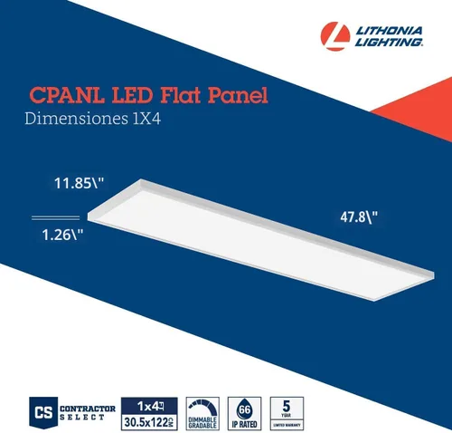 Miniatura 5 de Lithonia Lighting CPANL 1x4 Luz de panel plano LED, panel de luz LED de 1 pie x 4 pies, lámpara de techo, 4000 lúmenes, CCT conmutable
