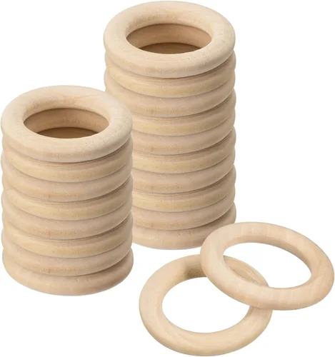 Miniatura 13 de uxcell 20 anillos de madera natural de 1.181 in (1.2 pulgadas), círculos de madera lisa sin terminar de 0.236 in de grosor para manualidades, tejer