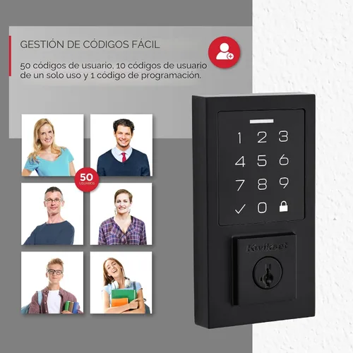 Miniatura 7 de Kwikset SmartCode 270 - Cerradura de puerta con teclado táctil electrónico sin llave con auto-bloqueo, códigos de usuario personalizados, seguridad