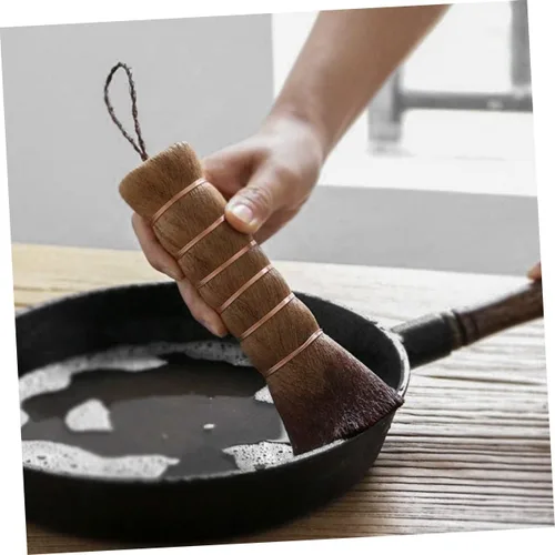 Miniatura 6 de Healeved Cepillo para bandeja de té de pelo marrón, mini cepillo para platos, batidor de té, matcha, batidor, olla, fregador, cepillo para lavar
