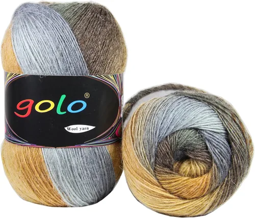 Miniatura 17 de Hilo de lana golo para tejer 200 yardas, hilo Cachemire multicolor arcoíris