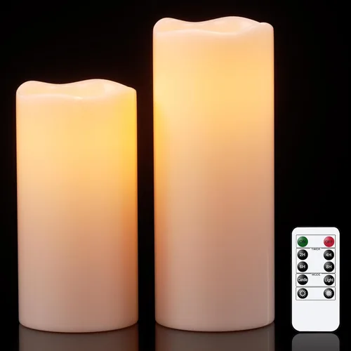 Miniatura 10 de GenSwin Velas parpadeantes sin llama, velas LED impermeables con control remoto y temporizador, velas de pilar de mecha 3D que funcionan