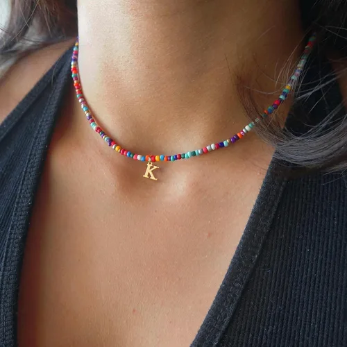 Miniatura 2 de Yoosteel Regalos de San Valentín para niños, adolescentes y niñas, collares con iniciales de cuentas coloridas para mujeres y niños, joyería