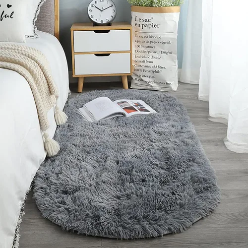 Miniatura 8 de ZZenSmot Alfombra ovalada y esponjosa, alfombra de noche de felpa suave, color liso, para dormitorio, sala de estar, color rosa, 63 x 24 pulgadas