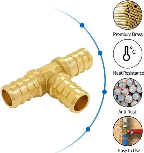 Miniatura 2 de Hooshing 5 unids 1/2 pulgada Tee PEX montaje Soild latón Barb Crimp accesorios para manguera de tubo PEX