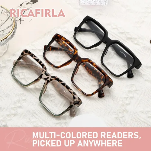 Miniatura 7 de Gafas de Lectura de Gran Tamaño para Mujer, Estilo Oprah, con Bloqueo de Luz Azul, para Computadora, Diseño de Dama, Marco Grande Cuadrado