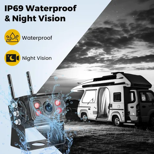 Miniatura 5 de Cámara de respaldo inalámbrica para camión RV, monitor HD IPS de 7 pulgadas, sistema de cámara inalámbrica digital + visión nocturna IR impermeable