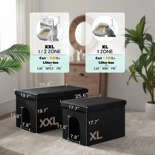Miniatura 6 de MEEXPAWS Mueble Gabinete Oculto para Caja de Arena de Gatos Grande, Diseño de Tapa Elevable Banco de Baño para Gatos de Terciopelo con Gabinete
