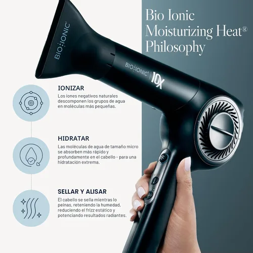 Miniatura 8 de Bio Ionic Secador de pelo de velocidad ultraligera 10X, secador de pelo con calor y velocidad ajustables, función de memoria, herramienta
