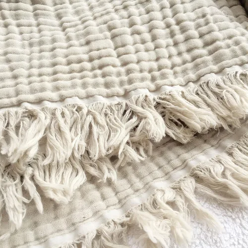 Miniatura 26 de Manta KyraHome de muselina 100 % orgánica para sofá, transpirable, súper suave, 100 % algodón, acogedora, ligera, cálida, suave, para todas