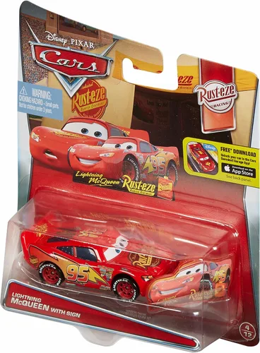 Miniatura 2 de Disney Cars Lightning McQueen con letrero de vehículo fundido a presión