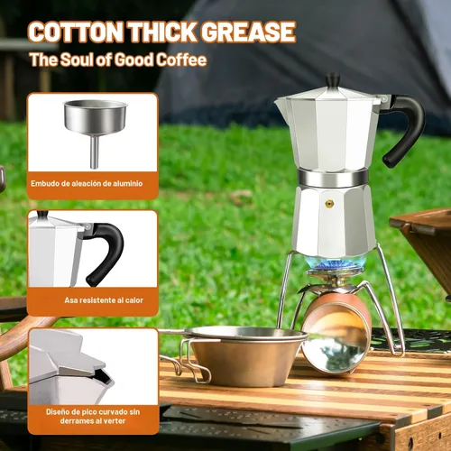 Miniatura 5 de Estufa de aluminio de 2 tazas de café expreso Moka Pot Express Percolator Italiano Classic Mocha Máquina de café para café italiano y cubano Plateado