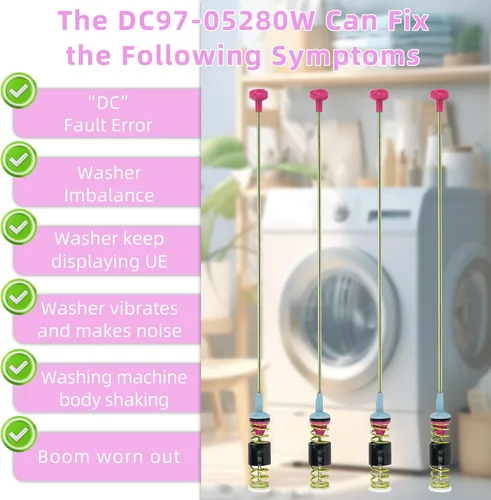Miniatura 4 de Kits de varillas de suspensión WA50R5200AW/US WA50R5400AV/US para lavadora Samsung WA45T3200AW/A4, reemplaza WA45M7050AW/A4 WA45T3400AV/A4