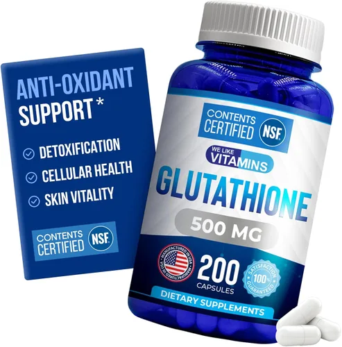 Miniatura 9 de We Like Vitamins Suplemento de glutatión certificado NSF 500 mg - 60 cápsulas de L-glutatión reducido para apoyo antioxidante e inmunológico