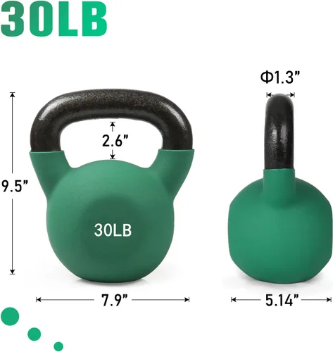 Miniatura 3 de RitFit Pesa rusa de hierro fundido sólido con revestimiento de neopreno, 5, 10, 15, 20, 25, 30, 35, 40, 45, 50 libras, ideal para entrenamiento