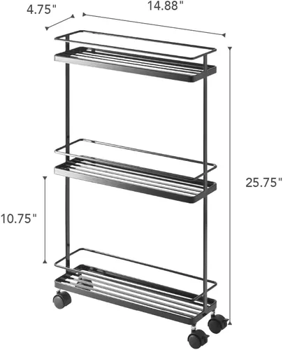 Miniatura 5 de Yamazaki – Carrito de almacenamiento con ruedas para la cocina, estante organizador portátil