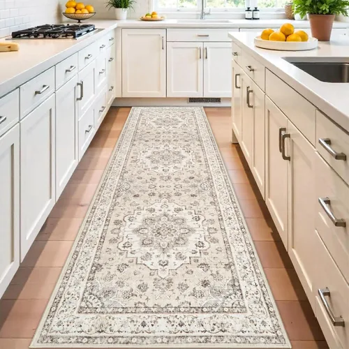 Miniatura 30 de Alfombra lavable de 2 x 3 pies para entrada: alfombras vintage con respaldo antideslizante para cocina, baño, alfombra resistente al agua