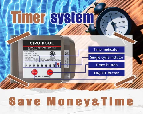 Miniatura 3 de CIPU Bomba de piscina con temporizador de 2700 GPH 115 V, potente autocebante sobre el suelo, 0.35 HP con cesta de filtro de bajo ruido