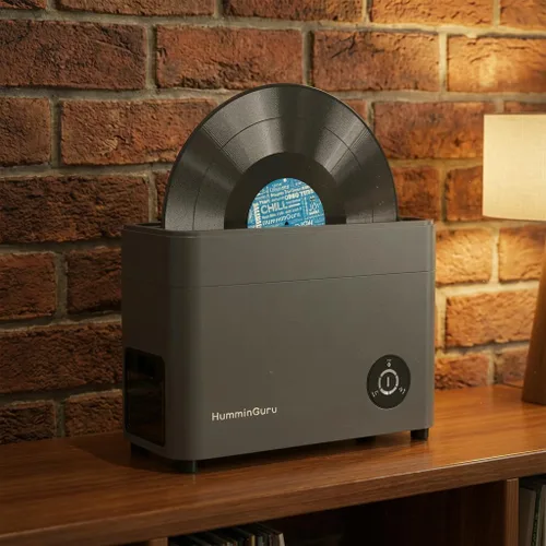 Miniatura 9 de HumminGuru Limpiador de discos de vinilo ultrasónico - Máquina de limpieza de discos de vinilo ultrasónico de 40kHz con secado automático, Kit